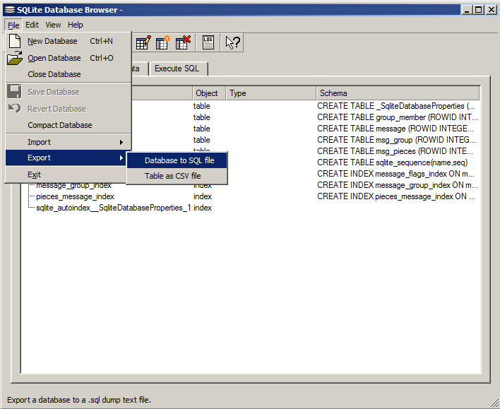 sqlite browser to view backup files