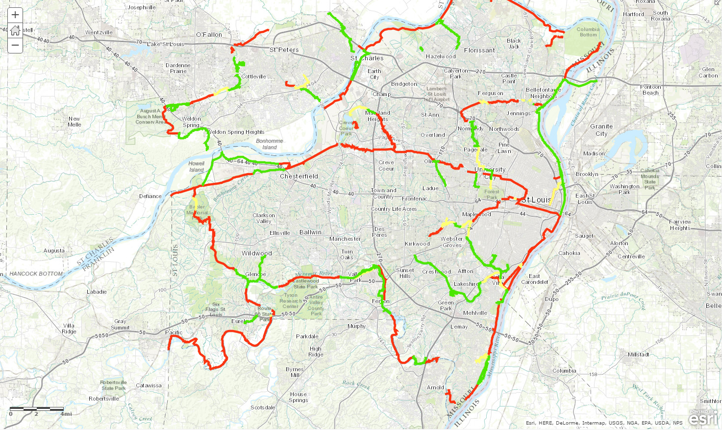 St. Louis Bike Trails with Open Data from Great Rivers Greenway · Gavin ...